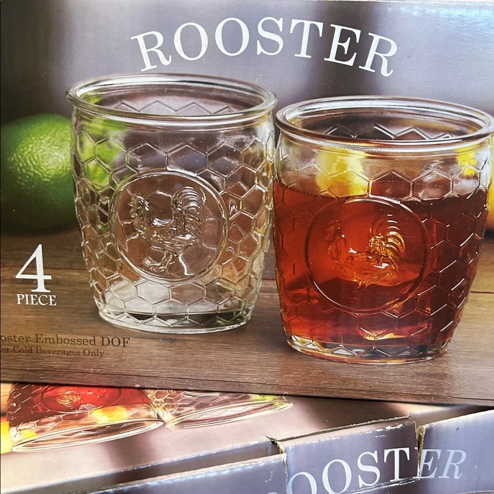 Circleware pack of 4 rooster glass cups